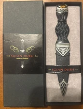 POLISHED PEWTER CELTIC SGIAN DUBH WITH Cairngorm STONE HILT 