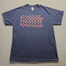 Gildan American Flag Shirt Mens L Blue Graphic Print Short Sleeve