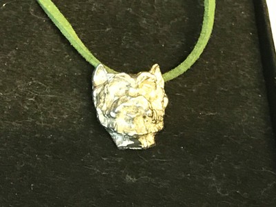 Westie's Head TG26 English Pewter On 18'' Green Cord Necklace