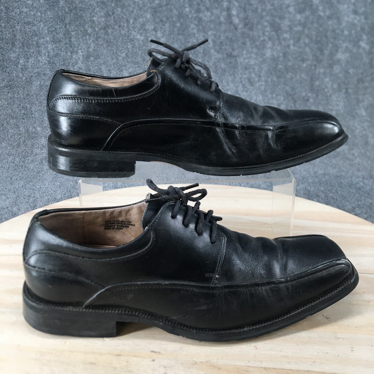 Florsheim Shoes Mens 10 D Oxford Black Leather Square Toe Lace Up