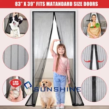 39"x83" Magnetic Screen Door Hands-Free Durable Fiberglass Mosquito Mesh Curtain