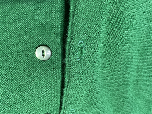 Maglione cardigan acrilico vintage Challenger logo tartaruga Orlon anni 80 verde grunge L - Foto 9 di 16