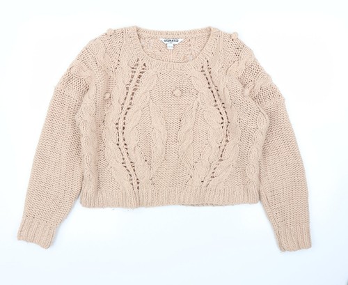 New Look Girls Pink Crew Neck Acrylic Blend Jumper Size 12-13 Years