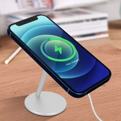Alu Handyhalterung für MagSafe Ladegerät Tischständer Ladestation Dock fü iPhone