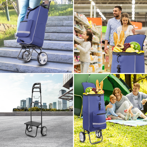 Einkaufstrolley Einkaufswagen Einkaufsroller Einkaufstasche Kaufwagen Klappbar - Bild 7 von 12