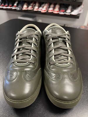 Size 9.5US/9G - Gucci GG Monogram Men's Leather Sneakers Olive
