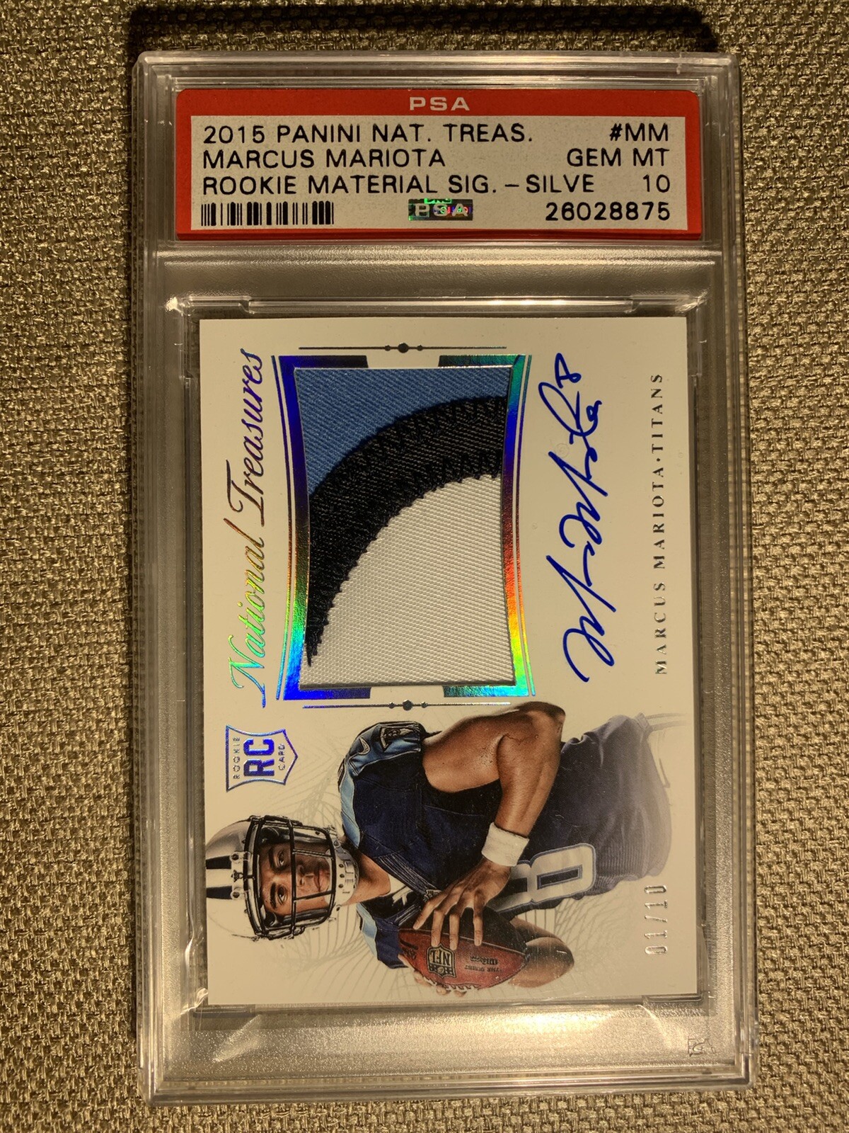 Marcus Mariota Panini National Treasures Rookie Material Signature Rps #MM Base