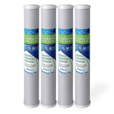 20'' x 2.5'' Block Carbon Water Filter 5 Micron Whole House Cartridges Set of 4