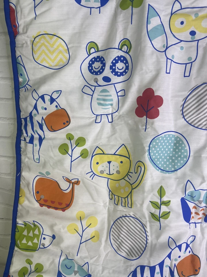 Cobertor para berço Sumersault tinta esboço animais gato zebra guaxinim baleia coruja bebê 2015 - Imagem 3 de 4