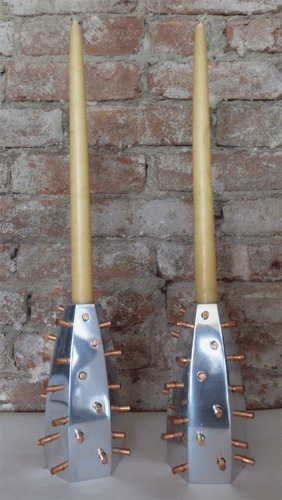 Candle holder - Deccan Plateau - Cast aluminum and copper - by 1178designs - Picture 1 of 5