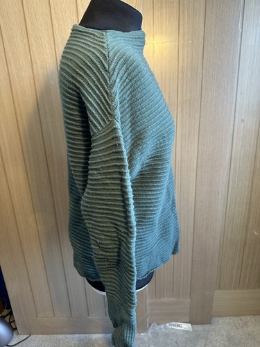 Ladies striped/ribbed Green JIGSAW long sleeve jumper SMALL - Picture 2 of 9
