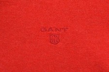 Men's Gant Red V Neck 100 Premium Cotton Jumper Size 2XL P-P 25.5" VGC