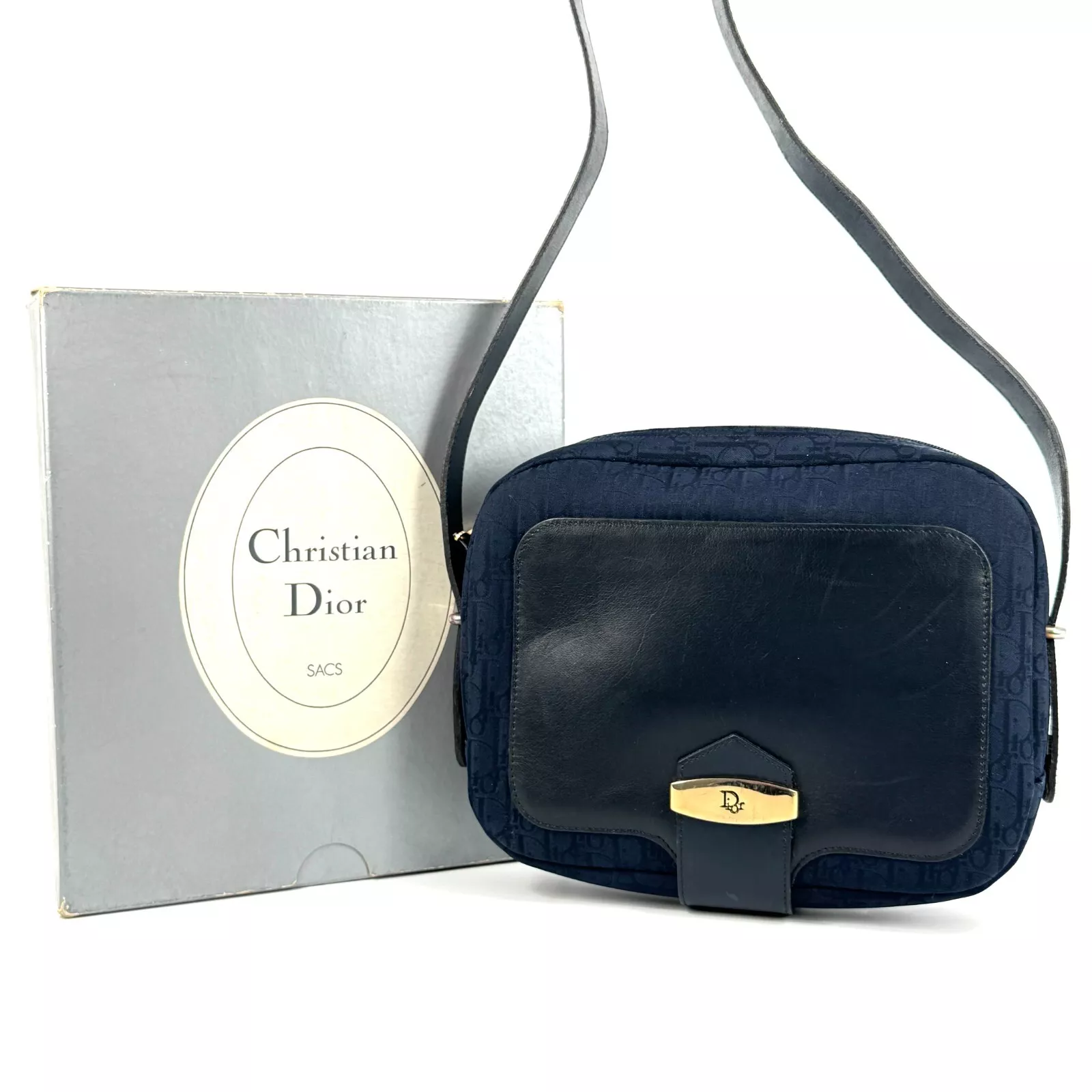 *RARE EXCLUSIF* Sac bandoulière Christian Dior vintage trotteur bleu marine