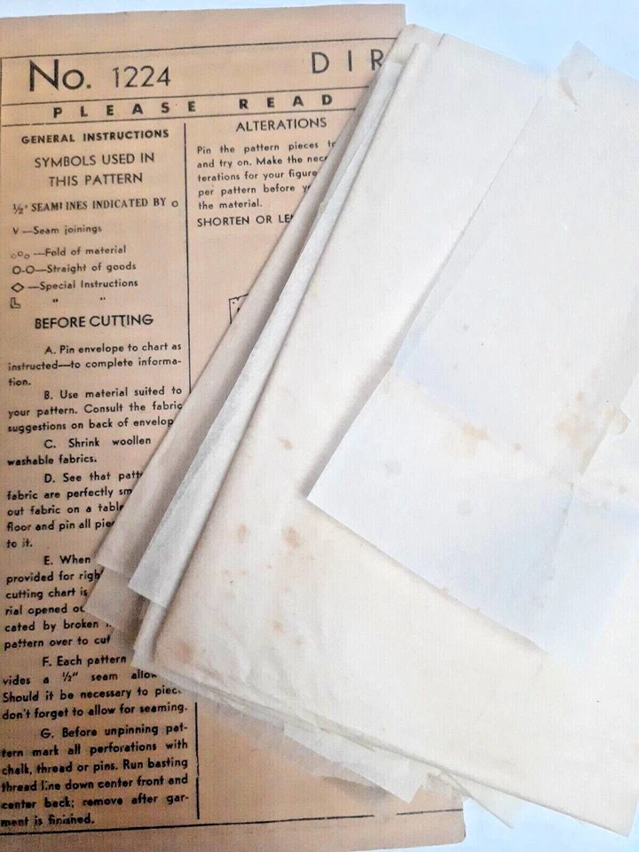 Apron Bib Half Butcher Potholder Mitt Small 1224 Hollywood Sewing Pattern VTG  - Image 3 of 4