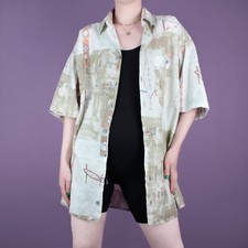 VINTAGE Herren Abstrakt Elfenbein Oversize 80...