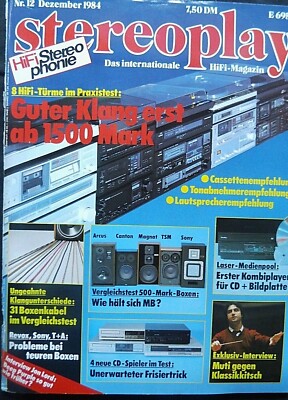 STEREOPLAY 12/84 PIONEER CLD 9000,REVOX AGORA B,SONY APM 4,T+A SOLITAIRE OEC 500