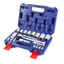 WORKPRO 22PC Socket Set 3-in-1 Ratchet Handle Socket Wrench 1/4" 3/8" 1/2" Drive