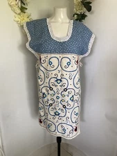 Vintage Homemade Jumper Dress Pinafore Apron 70's Embroidery Calico Farm Cottage