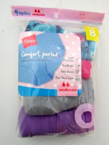 8 Hanes girls Hipster comfort Period panties briefs Size 8 New in pack - Picture 3 of 7