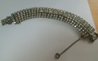 Vintage Signed WEISS Clear Rhinestone Bracelet W/Safety Chain