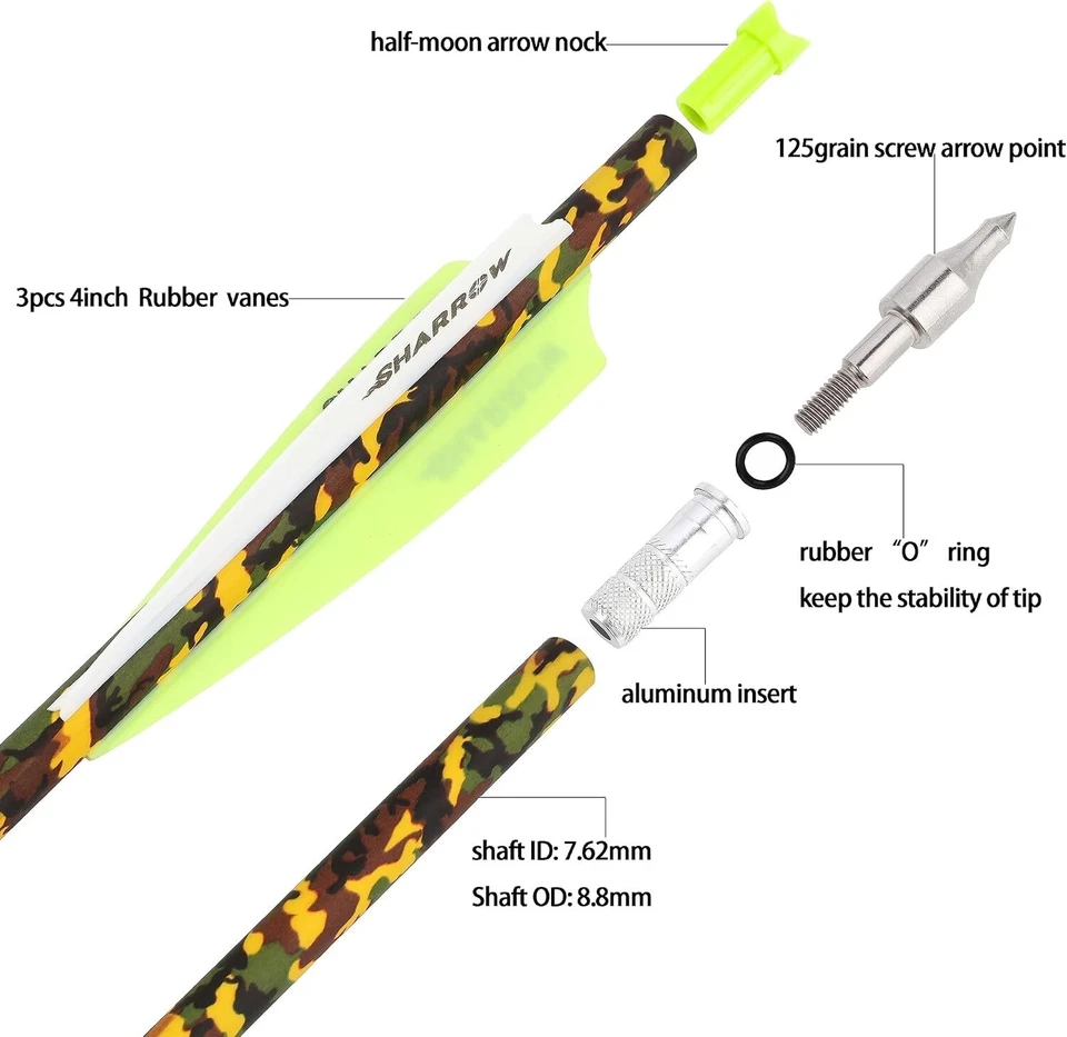 Crossbow Bolt Carbon Arrow 16" 17" 18" 20" 22'' Archery Blade Arrowheads Hunting - Image 2 of 4