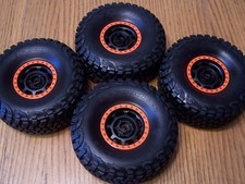 Fits Traxxas Unlimited Desert Racer Udr Baja Kr3 Tires 17mm Black Wheels Orange