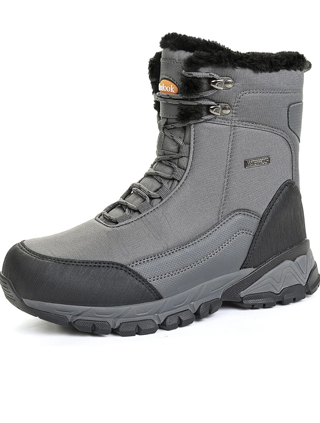 SHULOOK Mens Snow Boots Waterproof Warm Fur Lined Winter Hiking Boot 11 No Box