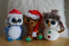 CHRISTMAS Plush TY Beanie BOOS Lot Set 6" Icicles OWL Buttons SNOWMAN Nicholas