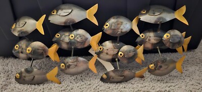 Metal School of Fish wall sculpture vintage
