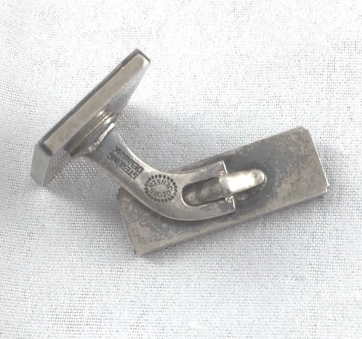 Georg Jensen Dinamarca Esterlina 3 piezas Juego de gemelos/barra de corbata en bolsa GJ Foto 3 de 4