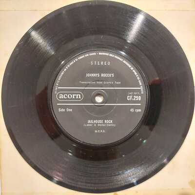 Johnnys Rocco's Jailhouse Rock / Run Around Sue 45 RPM 7'' Record CF.259 acorn