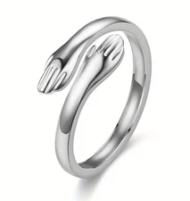 Hug Embrace Statement Ring - Stainless Steel - Adjustable