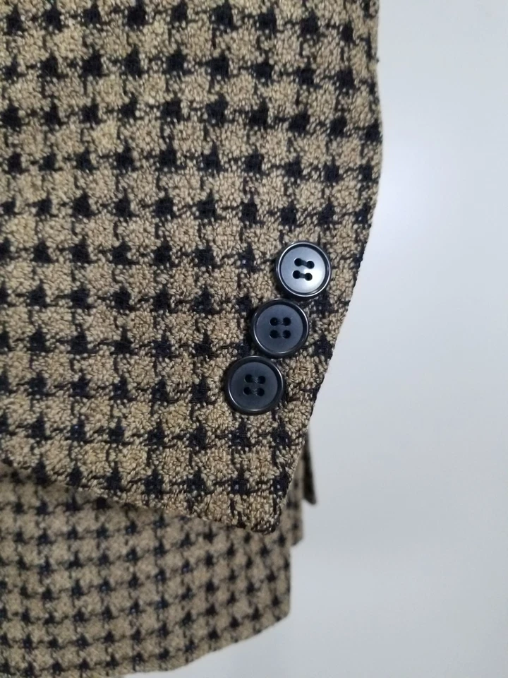 Iconic Versace V2 Jumbo Tooth Check Brown wool Tweed Blazer Sport Coat 50 40L - Image 4 of 4