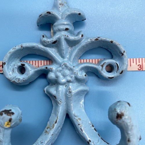 Cast Iron Tinted Fleur De Lis/Double Wall Hook/Home Decor/New/Old Stock/NWT/VTG - Picture 4 of 5