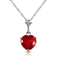 1.45 Carat 14k Solid White Gold Necklace Natural Heart Ruby