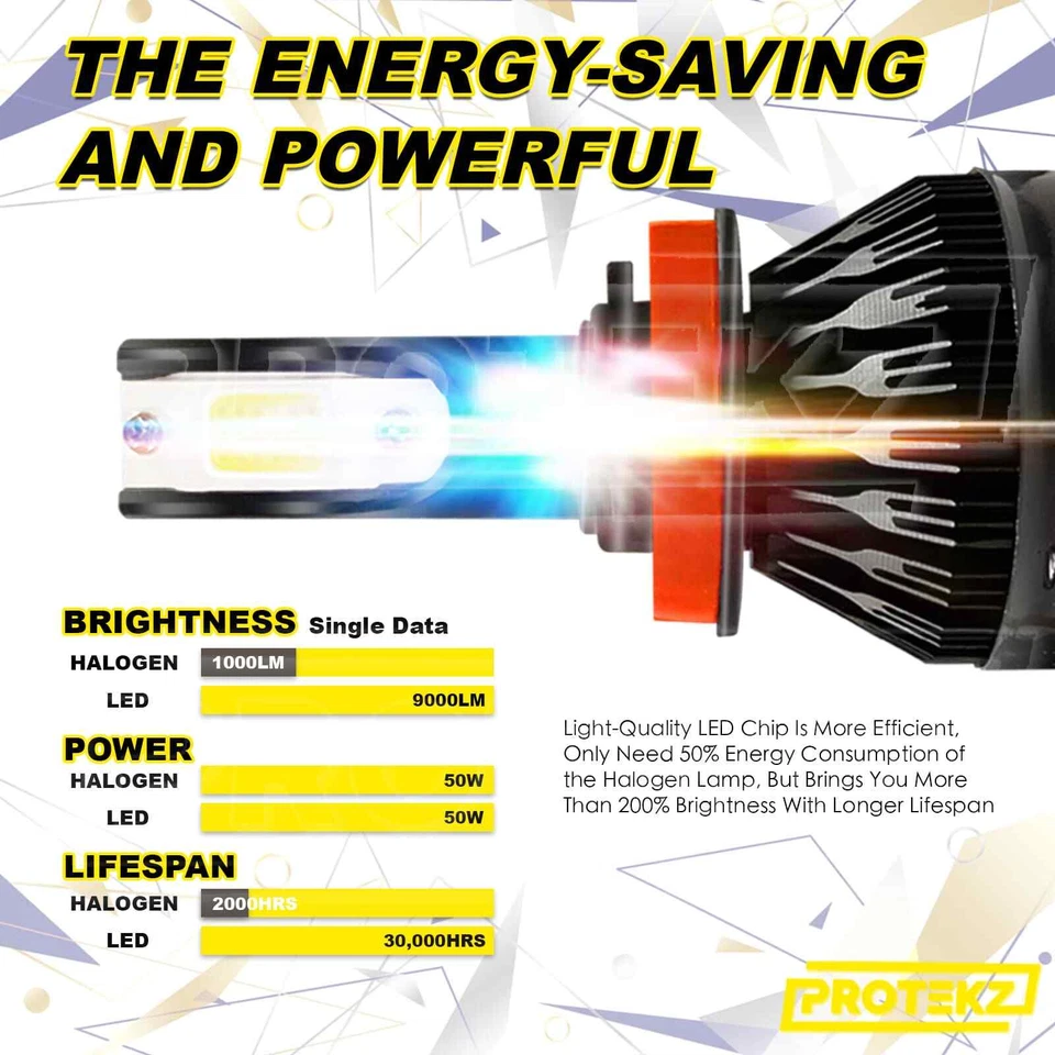 Kit Bombilla LED Protekz H4 9003 893 400W 60000LM para Ford Aspire 1994-1997 Foto 4 de 4