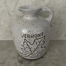 Vintage Speckled Stoneware Onion River Pottery Vermont Maple Syrup Jug 3 1/2”