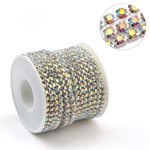 10Yards/roll 2mm-4.5mm Glitter Crystal Rhinestone Cup Chain for Dress Decoration - Picture 6 of 20