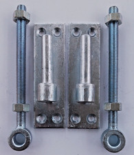 Gate Hinge Kit 2 x Steel Plates 130mmx 36mm + 12mm Pin – With 150mm Eye Bolts