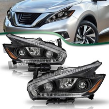 For 2015 2016 2017 2018 Nissan Murano Black Halogen LED DRL Headlights Lamps L+R