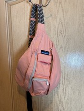 KAVU Crossbody Rope Sling Bag Backpack Adjustable Cotton Coral Peach Dreamsicle