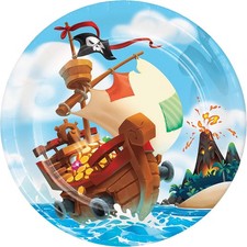 Pirate Treasure Chest Caribbean Kids Birthday Party 9" Paper Dinner Plates