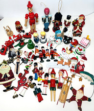 Big Lot Vintage Painted Wooden Christmas Ornaments Decorations-Taiwan to Present