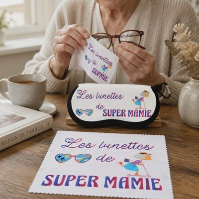weiches Brillenetui und Tuch personalisiert für Mama Papa Oma