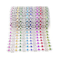 Honbay 4.5 Inch x 2 Yards Sparkling Flower Shape Diamond Mesh Wrap Colorful