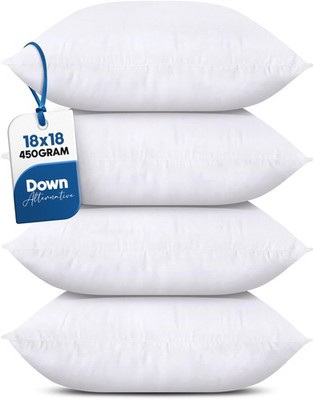 Utopia Bedding Throw Pillows Set of 4, White, 18 x 18 Inches Pillows for Sofa...