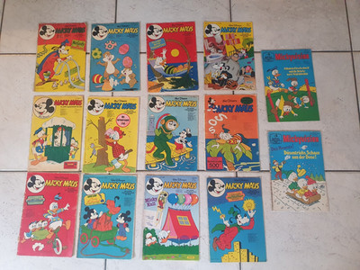 14 Walt Disney Micky Maus Comics aus den 70er Jahren. Gemischter Zustand.