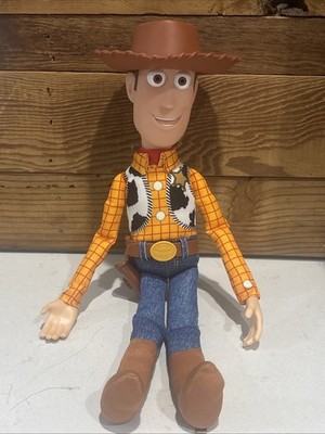 VTG 1995 Disney Pixar Push Button 15'' Toy Story 4 Woody Doll Thinkway Tested!