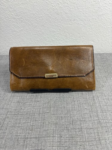 "Cartera triple de cuero marrón vintage hecha en México con espejo 7 3/4""x4""" - Imagen 2 de 6