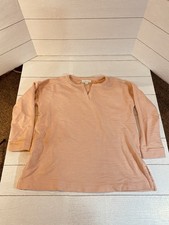 J Jill Pure Jill Sweatshirt Medium 100 Cotton Pink Seamed Split Neck Tunic Soft